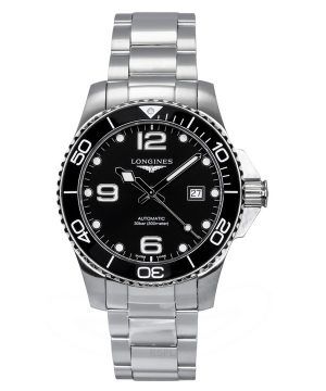 Reloj automático para hombre Longines Hydroconquest de acero inoxidable con esfera negra y efecto rayos de sol L3.782.4.56.6 300