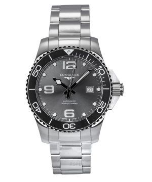 Reloj automático para hombre Longines Hydroconquest de acero inoxidable con esfera gris y efecto rayos de sol L3.782.4.76.6 300M