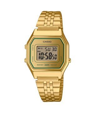 Reloj Casio Vintage Digital con pulsera de acero inoxidable en tono dorado, cuarzo LA680WEGV-9A para mujer