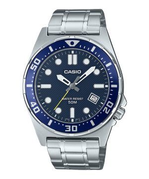 Reloj Casio Standard analógico de acero inoxidable con esfera azul y cuarzo MTD-135D-2AV para hombre