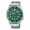 Reloj Casio Standard analógico de acero inoxidable con esfera verde y cuarzo MTD-135D-3AV para hombre