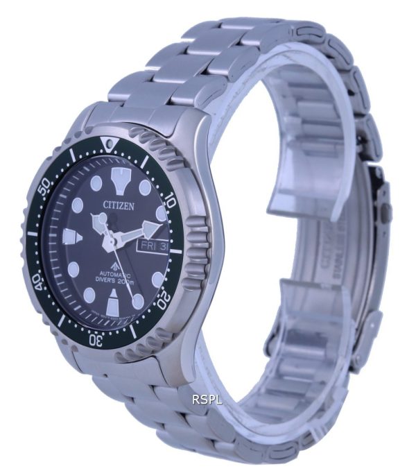 Reloj Citizen Promaster para hombre, esfera negra, acero inoxidable, automático, buzo, NY0084-89E, 200M