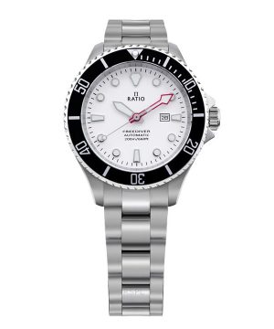 Reloj automático para mujer Ratio FreeDiver con esfera blanca y zafiro en acero inoxidable RTFL833 200M