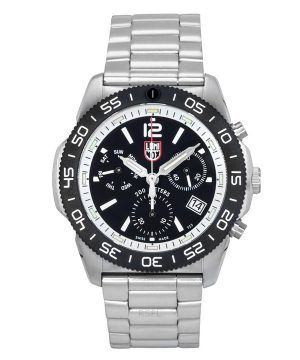 Reloj cronógrafo Luminox Pacific Diver de acero inoxidable con esfera negra y cuarzo XS.3141.M 200M para hombre