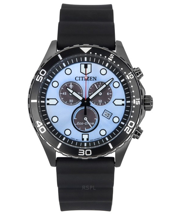 Reloj Citizen Eco-Drive Cronógrafo Correa de poliuretano Esfera azul AT2567-18L 100M para hombre