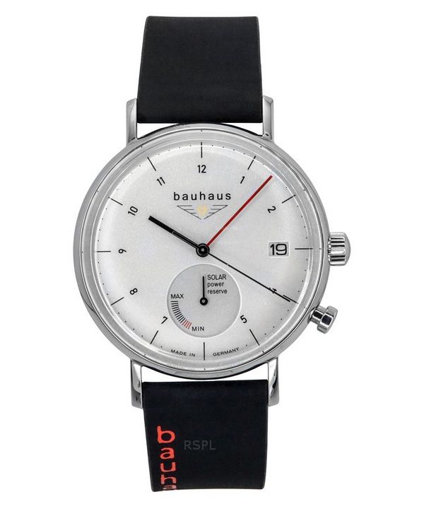 Reloj Bauhaus Classic Solar 21121 para hombre con correa de piel negra y esfera blanca