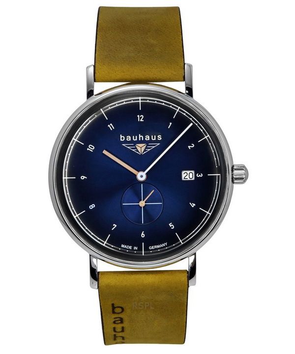 Reloj Bauhaus Classic 21303 para hombre, de cuarzo, con correa de piel marrón y esfera azul