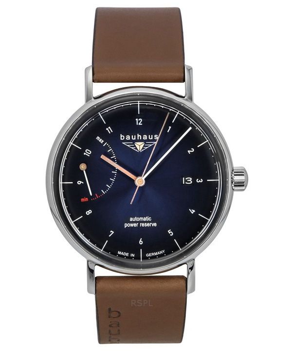 Reloj automático Bauhaus Classic 21603 para hombre con correa de piel y esfera azul oscuro