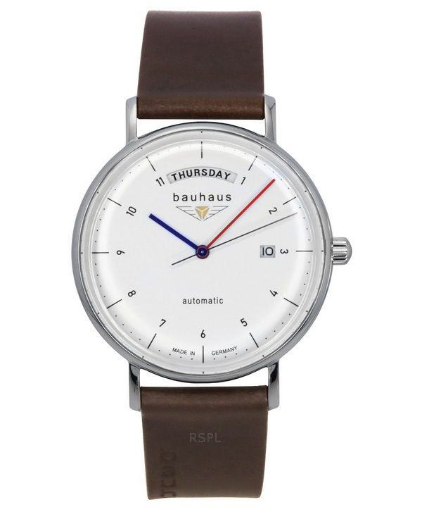 Reloj automático Bauhaus Classic 21621 para hombre con correa de piel y esfera blanca