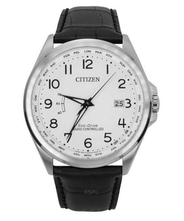 Reloj Citizen Eco-Drive CB0250-17A con correa de piel y esfera blanca, 100 m, para hombre