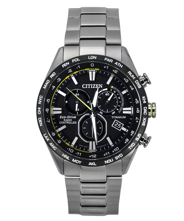 Reloj Citizen Radio Controlled Chronograph Super Titanium Black Dial Eco-Drive CB5947-80E 100M para hombre