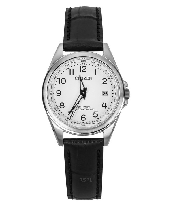 Reloj Citizen Eco-Drive EC1180-14A con correa de piel y esfera blanca, 100 m, radiocontrolado, para mujer