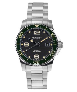 Reloj automático para hombre Longines HydroConquest de acero inoxidable con esfera negra L3.781.4.05.6 300M para buceo