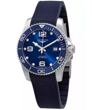 Reloj automático para hombre Longines Hydroconquest con correa de caucho y esfera azul Sunray L3.781.4.96.9 300M