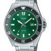 Reloj Casio Standard analógico de acero inoxidable con esfera verde y cuarzo MDV-107D-3A2V 200M para hombre