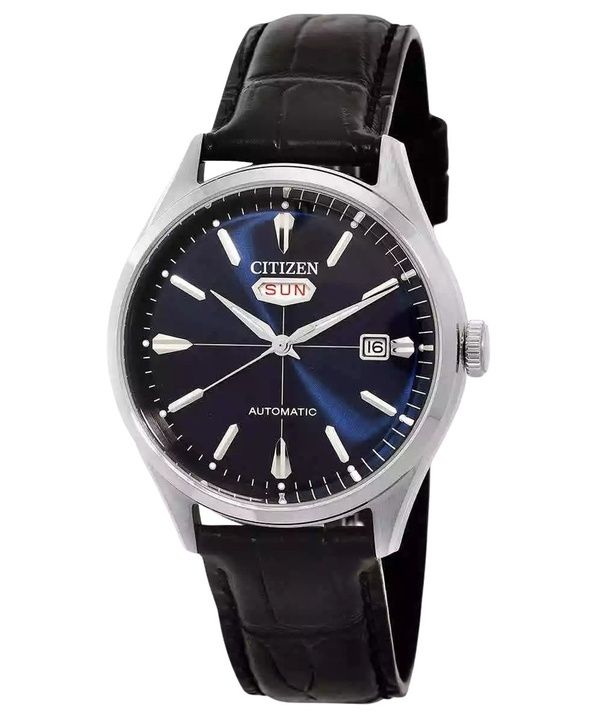 Reloj Citizen automático con correa de piel y esfera azul NH8390-20L para hombre