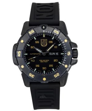 Reloj de buceo automático Luminox Master Carbon SEAL de edición limitada con correa de caucho y esfera negra XS.3865.GOLD 200M p